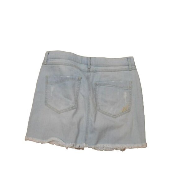 Express Size 4 Light Wash Distressed Denim Jean Skirt - Picture 2 of 2